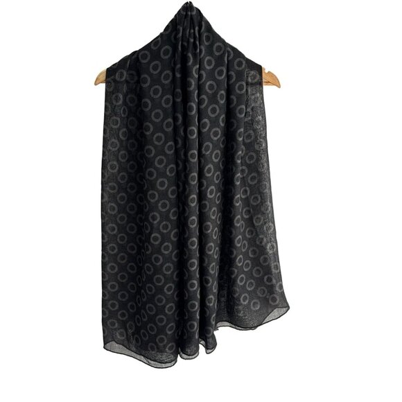 Auth HERMES - Dark Gray Black Light gray Cashmere Silk Scarf - Picture 1 of 5